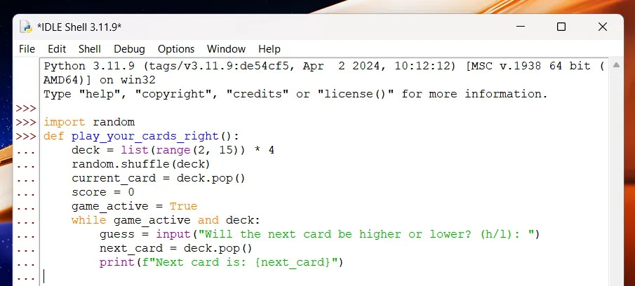 card game code
