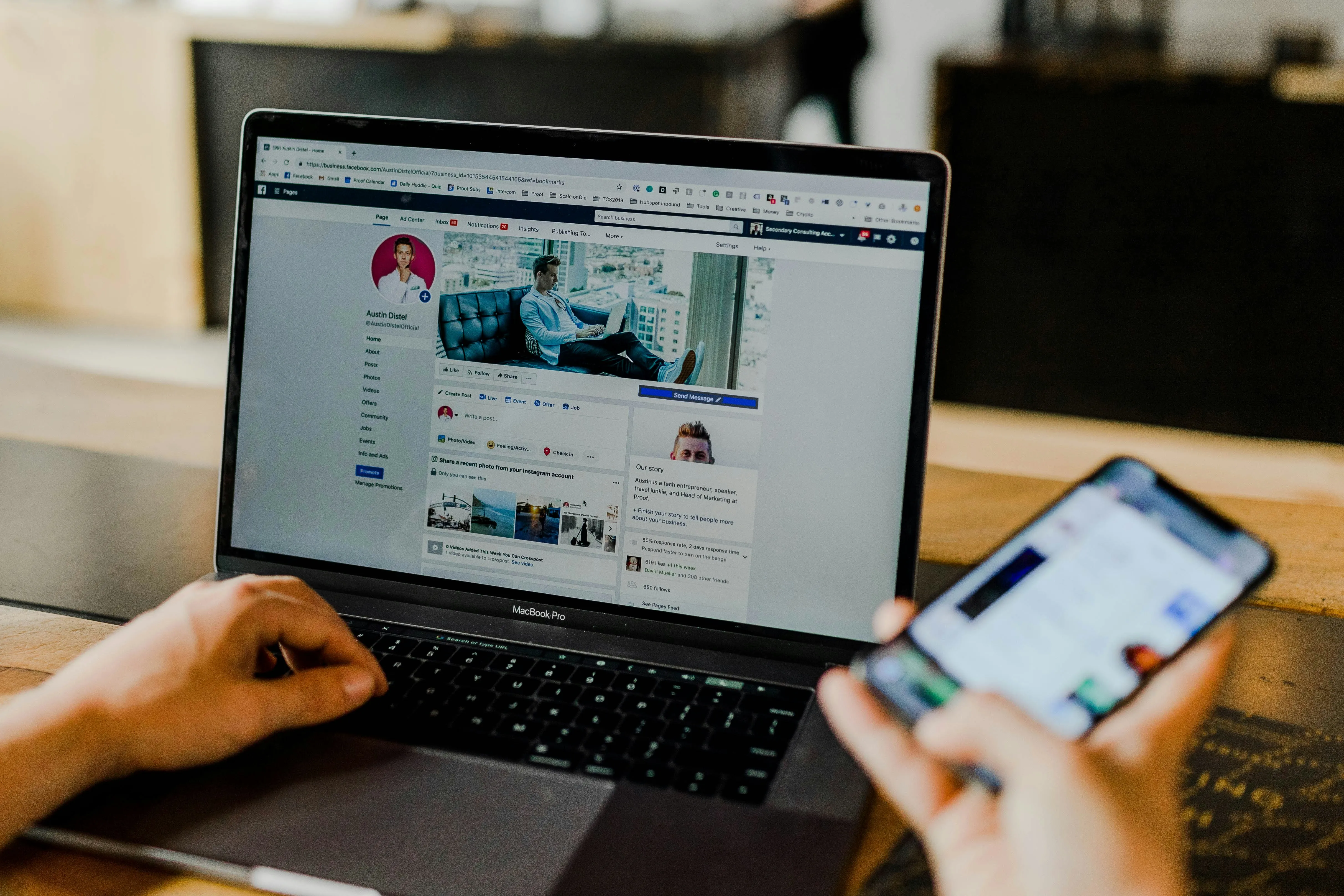 facebook page open on a laptop
