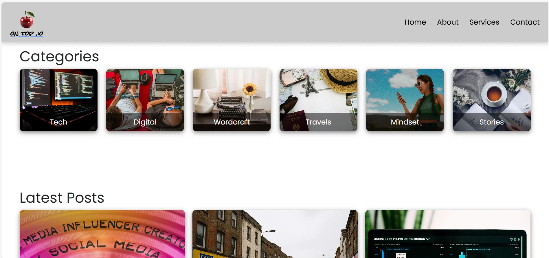 website management cherryontop.io homepage